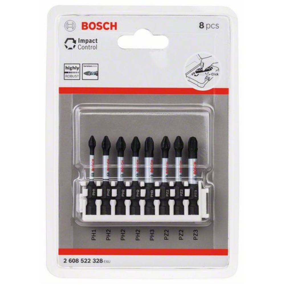 Bosch 8 Piece Impact Control Phillips and Pozi Screwdriver Bit Set