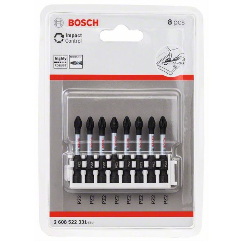 Bosch 8 Piece Impact Control Pozi PZ2 Screwdriver Bit Set