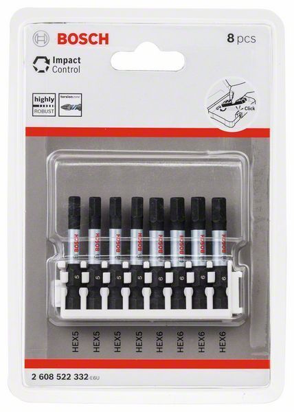 Bosch 8 Piece Impact Control Hexagon Screwdriver Bit Set