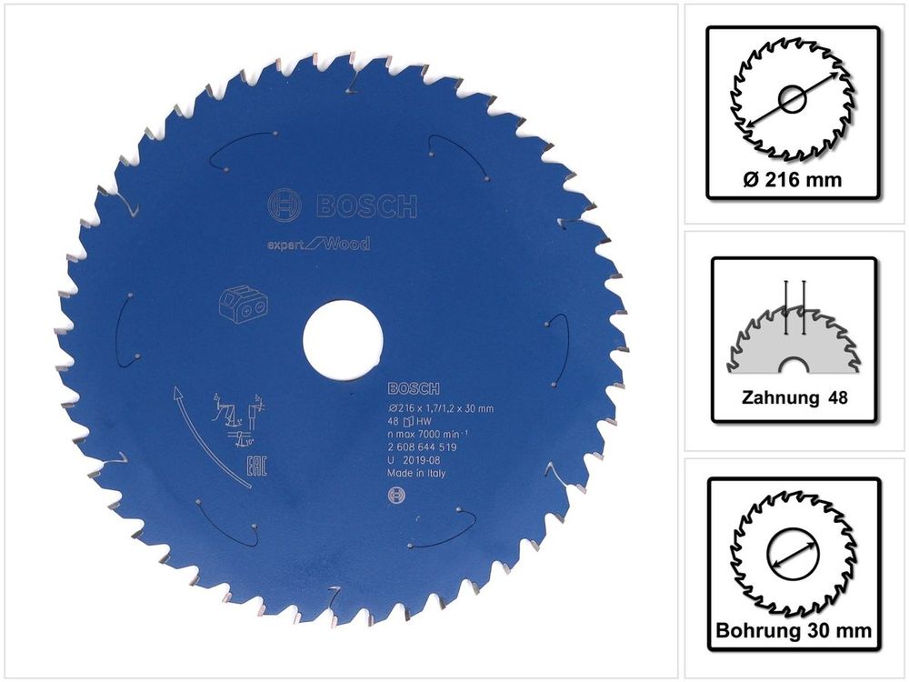 Bosch Expert Wood Cutting Cordless Mitre Saw Blade 216mm 48T 30mm