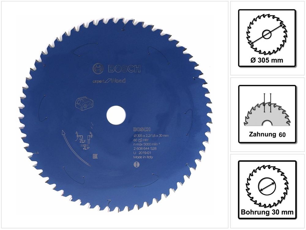 Bosch Expert Wood Cutting Cordless Mitre Saw Blade 305mm 60T 30mm