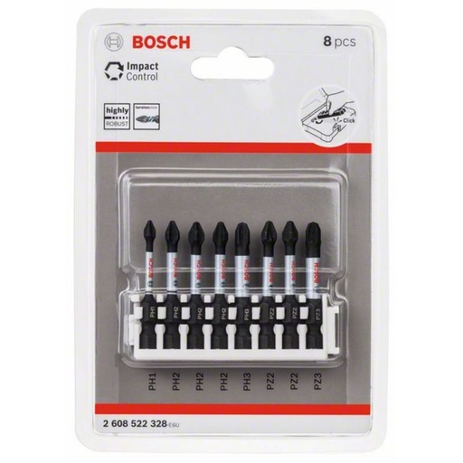 [2608522328] Bosch 8 Piece Impact Control Phillips and Pozi Screwdriver Bit Set