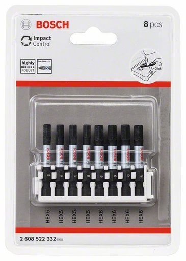 [2608522332] Bosch 8 Piece Impact Control Hexagon Screwdriver Bit Set