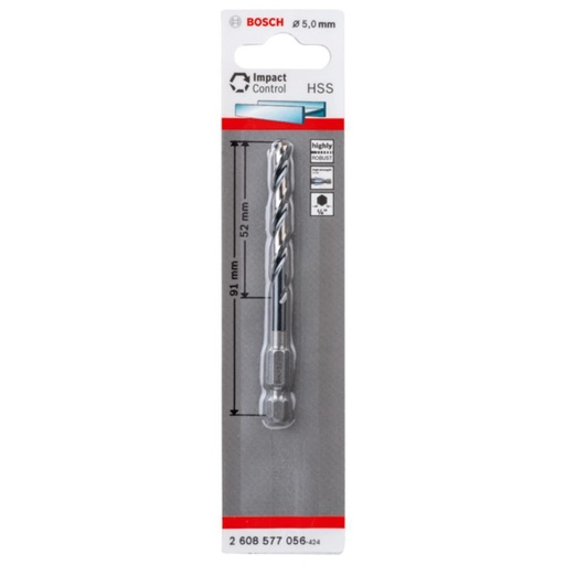 [2608577056] Bosch HSS Hex Shank Drill Bit 5mm Pack of 1