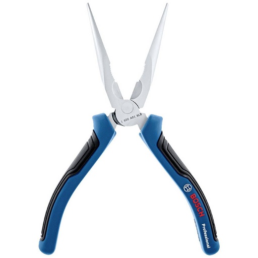 [910] Bosch Professional 1600A01TH8 200mm Needle Nose Pliers Straight, Chrome Vanadium Steel, Rubberised Grip, Blue