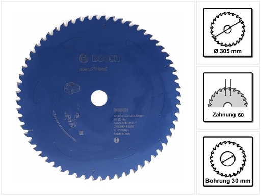 [2608644528] Bosch Expert Wood Cutting Cordless Mitre Saw Blade 305mm 60T 30mm