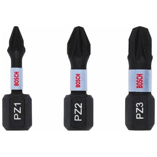 [2608522471] Bosch 3 Piece Impact Control Torsion Pozi Screwdriver Bits Assorted Pozi 25mm Pack of 3