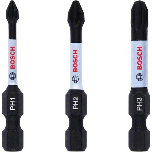[2608522491] Bosch 3 Piece Impact Control Torsion Phillips Screwdriver Bits Assorted Phillips 50mm Pack of 3